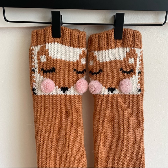 Aerie sz Small 5/6 crochet slippers fox faces socks - Picture 2 of 9